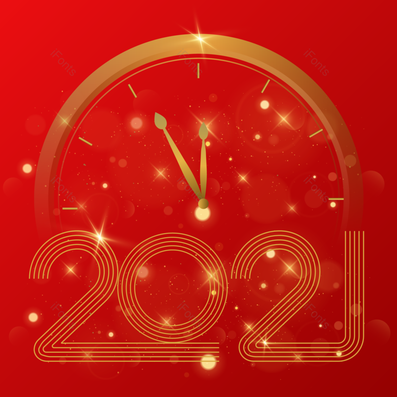 时钟图片,新年元素,高端大气PNG,金色免抠素材